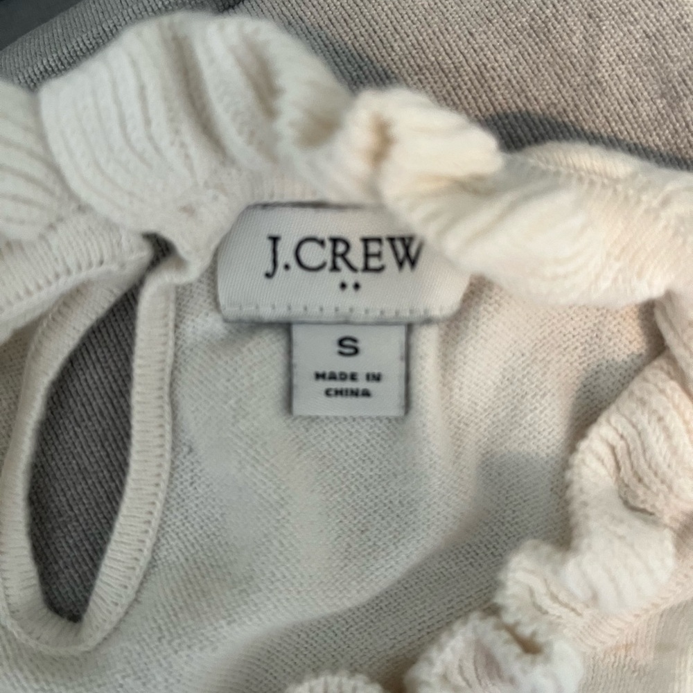 J. Crew Cream Ruffle Neck Top - Picture 3 of 3